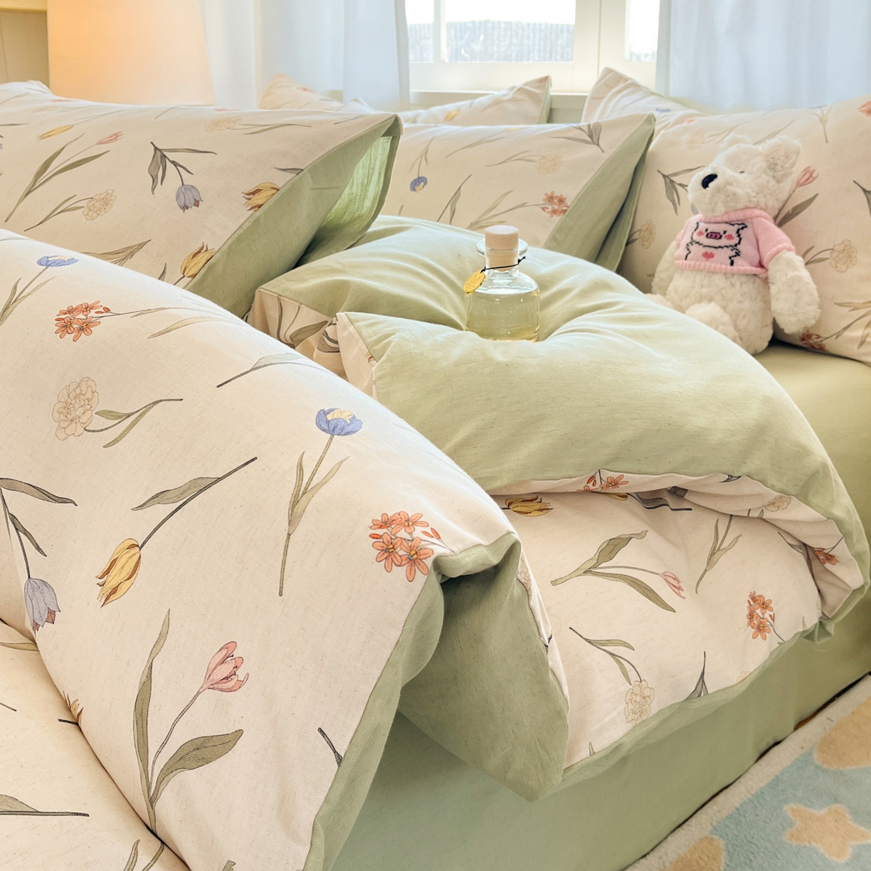 2026新款A类水洗棉麻小清新印花四件套