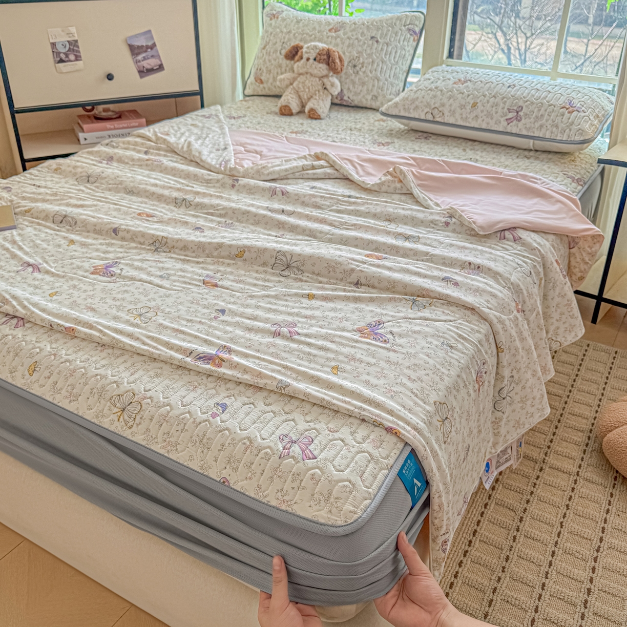 2026新款新款A类凉感丝锦氨数码印花夏被四件套