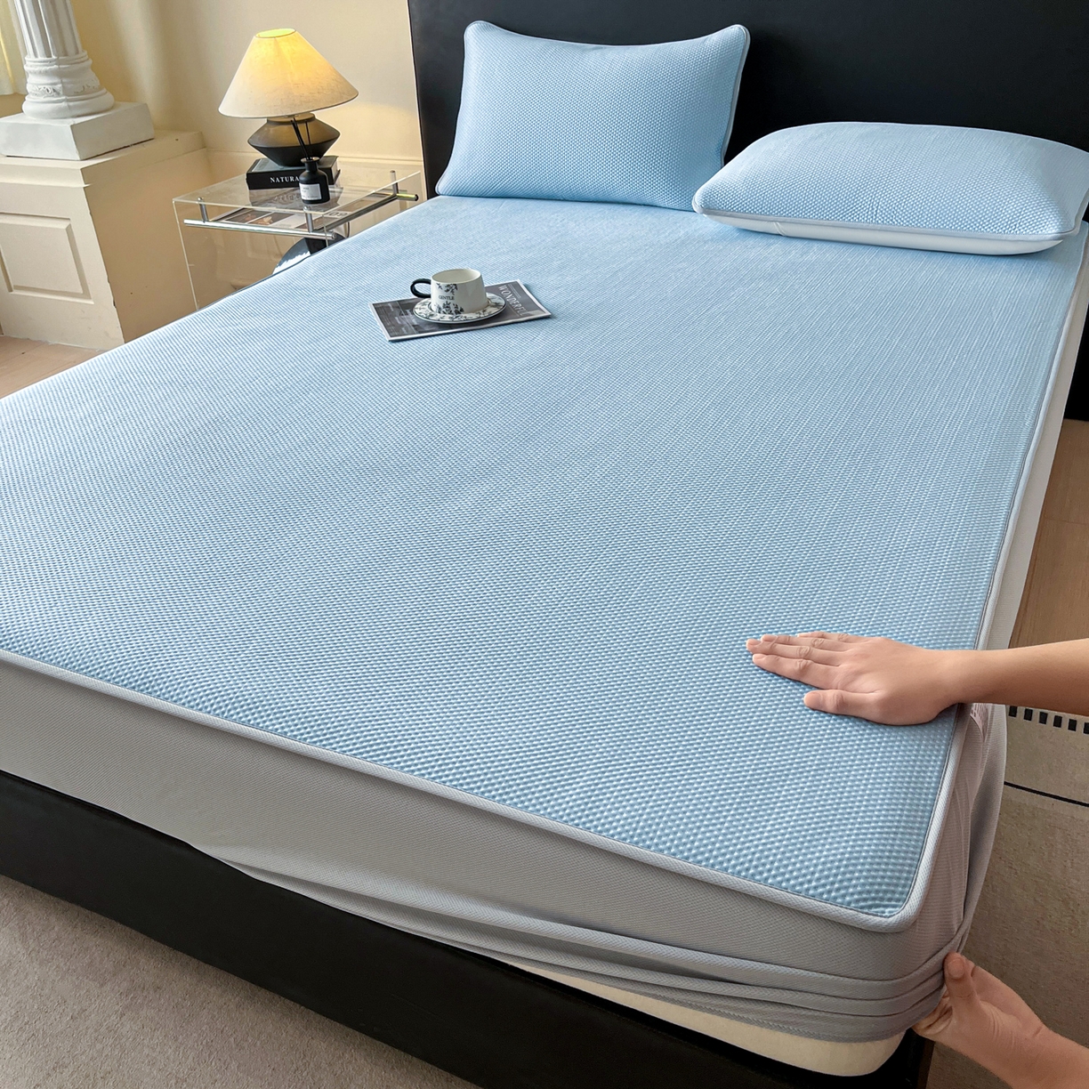 2026新款A类加厚PE乙纶凉感提花冰豆豆复合凉席席子凉席床笠