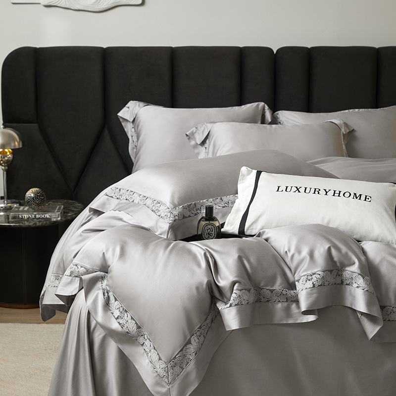 榻尚家居 2024新款天丝棉法式镂空工艺款四件套--云绡（会员减20） 优雅灰